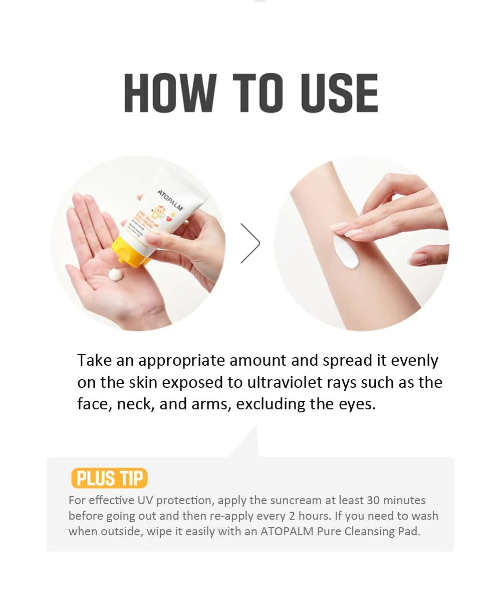 ATOPALM Zinc Mild Up Sun Cream 65g SPF50+ PA++++ | Authentic K-Beauty Sunscreen | New in Box