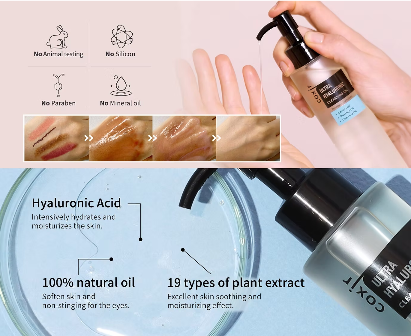 COXIR Ultra Hyaluronic Cleansing Oil |No Paraben, No Silicon, No Animal Testing