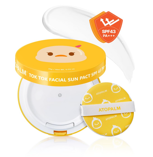 ATOPALM Tok Tok Facial Sun Pact | Korean Sunscreen Cushion SPF43 PA+++ | Moisturizing Sun Cream for Dry & Sensitive Skin | Mineral Compact SPF | K-Beauty Skincare 15g
