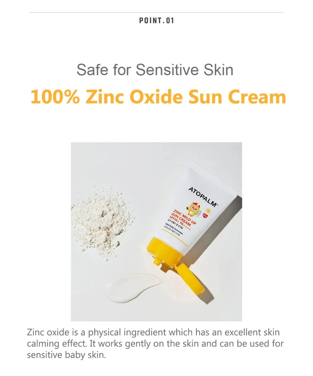 ATOPALM Zinc Mild Up Sun Cream 65g SPF50+ PA++++ | Authentic K-Beauty Sunscreen | New in Box